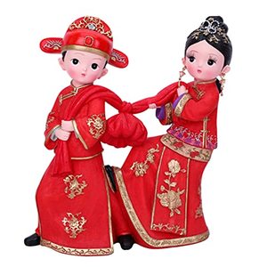 lot 80347 image: BESTOYARD 1pc China Hanfu Wedding Couple Figurine Decorations 3D Resin Chinese Married Couple Figurine Design Wall Decals Stickers Ornament for Wedding Bedroom Home Decoration (Red)