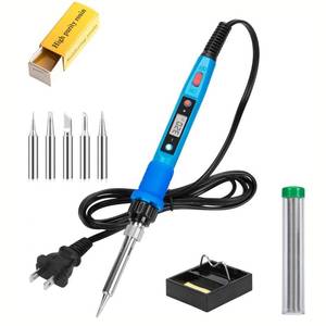 lot 80351 image: Soldering Iron Kit, 80W 110V LCD Digital Soldering Welding Iron Kit with Ceramic Heater, Portable Soldering Kit with 5pcs Tips, Stand, Solder Tube, Sponge, Solder Paste,for Metal,Electric, DIY