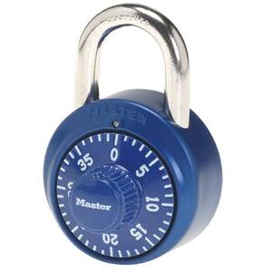 lot 80352 image: Master Lock 1-78 in (48 mm) wide Combination Padlock with Aluminum Cover, 34 in (19 mm shackle length, 1530DCM Assorted Colors