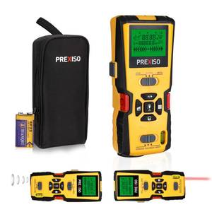 lot 80361 image: PREXISO 5-in-1 Stud Finder with Laser Level Marking & Ultrasound Distance Measure - Area, Volume, Addition  Wood, AC Wire Detector - Wall Scanner Beam Finders for Dry Interior Walls, Metal Studs