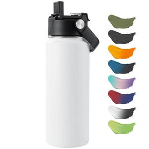 lot 80372 image: Kerilyn Stainless Steel Insulated Water Bottle, 18oz Double Wall Vacuum Insulated Water Bottle Leak Proof with Silicone Straw, Wide Mouth Lid, BPA Free, Keep Cold and Hot, 18oz, White