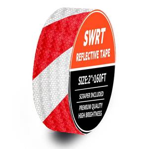 lot 80388 image: SWRT 2 Inch X 160 FT Reflective Tape Outdoor Waterproof Red & White Reflective Tape Strong Adhesive Caution Hazard Warning Tape Reflector Conspicuity Tape for Trailer Sign