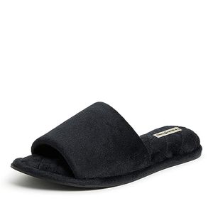 lot 80389 image: Dearfoams Womens Beatrice Velour Slide Slipper, Black, Medium