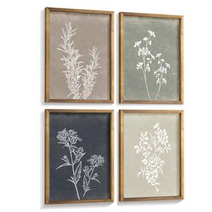 lot 80401 image: Framed Boho Wall Art Set of 4 for Wooded Minimalist Botanical Print Wall Art for Rustic Vintage Farmhouse Home Kitchen Wall Decor (Brown, 12x16)