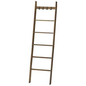 lot 80404 image: HOOBRO Blanket Ladder, 6 Tier Wall Leaning Blanket Rack, 5.6FT(66.7), Display Towel-Rack, Farmhouse Ladder Shelf with Hooks, Living Room, Bedroom, Bathroom, Mocha MA68CJ01