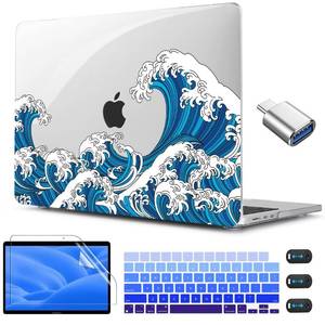 lot 80409 image: CISSOOK Wave Case for MacBook Air 13.6 inch Case 2024 2023 2022 Release, Ocean Hard Shell Case Cover for MacBook Air 13.6 Touch ID Model A2681 M2 A3113 M3 Chip with Keyboard Cover - Great Wave