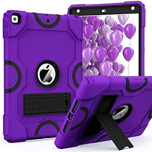 lot 80412 image: ZoneFoker for iPad 9th Generation Case, iPad 8th 7th Generation Case, iPad 10.2 Inch 202120202019 Case, Heavy Duty Rugged Shockproof Protective Cover with Kickstand for Kids Boys Girls Dark Purple