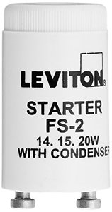 lot 80425 image: Leviton 12409 Fluorescent Lamp Starter , White (2 Pack)