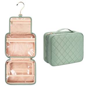 lot 80428 image: CUBETASTIC Hanging Travel Toiletry Bag, Green Makeup Organizer for Women Men, 3 Compartment Portable Cute Cosmetic Case Water-resistant Small Travel Bag for Toiletries