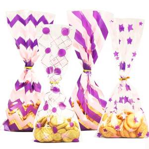 lot 80431 image: SIRAHOSI 100 Pcs Cellophane Treat Bags Heat Sealable Candy Bags with Twist Ties (Purple & Pink)