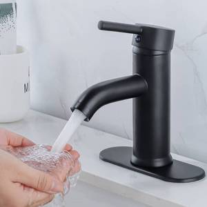 lot 80438 image: Black Bathroom, Sink, Vanity Faucet Single Handle Matte Black Modern RV Faucet Deck Mount 1 Hole or 3 Holes