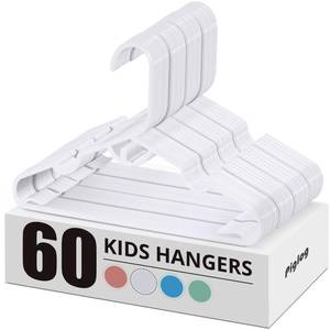 lot 80447 image: PIGLOG Plastic Baby Hangers 60 Pack, Pink Stackable Baby Clothes Hanger Stackable Kids Plastic Hanger(11.4) for Toddler&Newborn Child Baby Durable Hangers for Closet, Kids Hangers