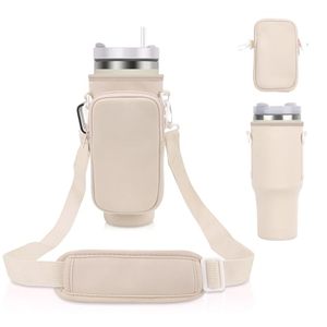 lot 80448 image: Water Bottle Carrier Bag with Pouch Compatible with Stanley 40oz Tumbler with Handle, Water Bottle Pouch for Stanley Quencher H2.0 Flowstate, Stanley Adventure Quencher, Simple Modern 40 oz Tumbler