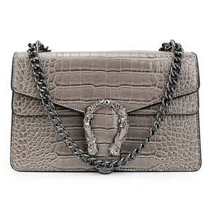 lot 80455 image: JBB Womens Crossbody Shoulder Bag Retro Snakeskin Solid Color Chain Strap Clutch Leather Bag Grey
