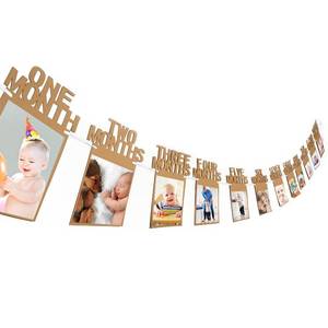 lot 80458 image: Bememo 1st Birthday Baby Photo Banner for Newborn 12 Month Photo Prop Monthly Milestone Bunting Garland First Birthday Party Decoration