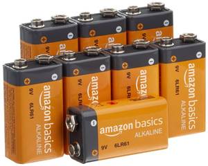 lot 80469 image: Amazon Basics 8 Pack 9 Volt Performance All-Purpose Alkaline Batteries, 5-Year Shelf Life, Easy to Open Value Pack