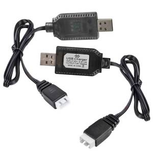 lot 80472 image: 7.4V, 3 Pin Charger for Gel Blaster, Splatter Ball Gun, SCX24 RC Car, Drone - XH-3P 2S Lipo Battery USB Charger Cable 2-Pack