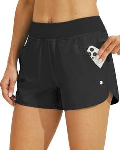 lot 80473 image: Willit Womens 3 Swim Board Shorts Swimming Bottoms with Brief Liner Quick Dry UPF 50 Black M