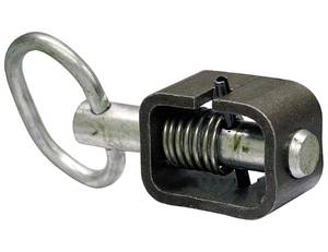 lot 80480 image: Buyers Products B2598H Weld-On 58 Spring Latch Assembly With Plain Tube, Spring Loaded Bolt, 4.68 x 2.53, Heat treated pin, Utility Gate Latch , Black