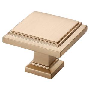 lot 80483 image: Alzassbg 10 Pack Brushed Brass Cabinet Knobs, 1.3 Inch(32mm) Gold Kitchen Cabinet Hardware Square Knobs for Cupboard and Drawer AL6071BB
