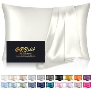 lot 80487 image: Mulberry Silk Pillow Cases King Size, Silk Pillowcase for Hair and Skin, Anti Acne Cooling Sleep Both Sides Natural Silk Satin Pillow Case Covers with Hidden Zipper, Gifts for Women Men, Ivory