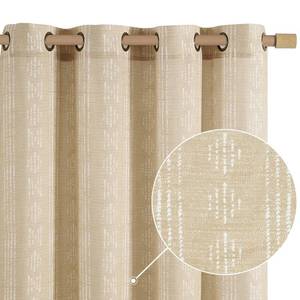 lot 80492 image: jinchan Boho Curtains Linen Curtains for Living Room Farmhouse Beige Curtains 84 Inch Length for Bedroom Semi Sheer Drapes Geometric Striped Printed Mudcloth Light Filtering Grommet Curtains 2 Panels