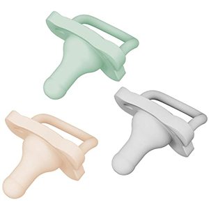 lot 80512 image: Dr. Browns HappyPaci 100% Silicone Baby Pacifier, Contoured One-Piece Design, Cool Gray, Green, Ecru, 0-6m, BPA-Free, 3 Pack