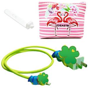 lot 80513 image: ZOEAST(TM) DIY Animal Protector USB Charger Saver Charging Data Earphone Line Protector Compatible with All iPhone 15 14 13 12 11 XS Max XR X 8 7 6 Plus USB Wire (Alien)