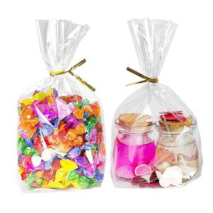 lot 80519 image: PigPotParty 6x 9, 100Pcs Bottom Gusset Bags, Clear Plastic Cellophane Treat Goodie Bags with Ties for Party Favor, Candy, Cookie, Popcorn, Small Gift Wrapping (No Side Gusset)
