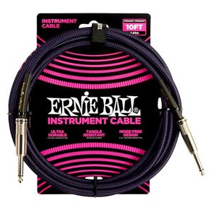 lot 80523 image: Ernie Ball Braided Instrument Cable, Straight Straight, 10ft, PurpleBlack