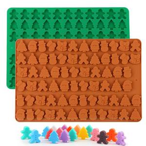 lot 80530 image: 2 Pcs Christmas Chocolate Candy Molds-Food Grade Silicone Mold for Baking, Cookies, Gummy,Pudding, Jelly, Candy and Dog Biscuit Bakeware by AILEHOPY