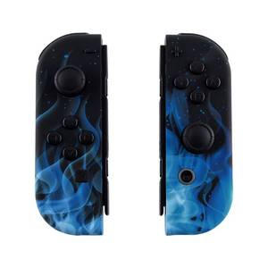 lot 80551 image: eXtremeRate DIY Replacement Shell Buttons for Nintendo Switch & Switch OLED, Blue Flame Soft Touch Custom Housing Case with Full Set Button for Joycon Handheld Controller - Joycon NOT Included