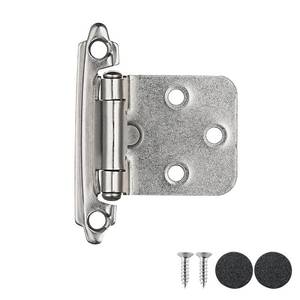 lot 80553 image: JQK 12 Inch Overlay Cabinet Door Hinges Satin Nickel, 4 Pack 2 Pairs Flush Face Mount Cupboard Self-Closing Kitchen Cabinet Hinges, CH200-SN-P4