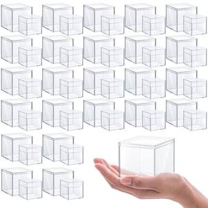 lot 80555 image: ZUDKSUY 24Pcs Clear Acrylic Plastic Display Box 12pcs 5.5cm (2.17inch)  12pcs 6.5cm (2.56inch) Square Acrylic Container Various Jewelry Candy Doll Storage Boxes