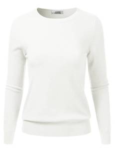 lot 80564 image: danibe Womens Crewneck Long Sleeve Pullover Soft Knitted Sweater White M