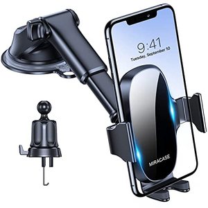 lot 80580 image: Miracase 3-in-1 Cell Phone Holders for Your Car, Universal Car Phone Holder Mount for Dashboard Air Vent Windshield Compatible with iPhone 15 14 13 12 13 Pro Max Xs XR X, Galaxy Black