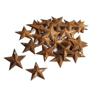 lot 80581 image: WKHOMEDECO Mini Metal Rustic Barn Star with Hole for The Original Retro Western Country Family Farmhouse Home Decoration,Metal Stars for Crafts,1-12Inch, Set of 27.(Rusty02)