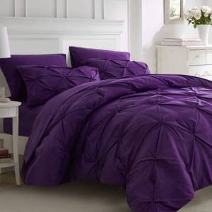 lot 80585 image: Ubauba 7pc Purple Comforter Set Queen Size with Sheets, Pintuck 7 Piece Bedding Comforters Bed in a Bag for All Season, Pinched Pleat Bed Set with Comforter (Purple,Queen)