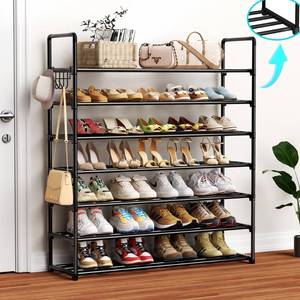 lot 80592 image: HOMICKER Metal Shoe Organizer,7 Tiers Shoe Storage Shoe Rack with Hooks,Fit 28-35 Pairs,Adjustable Shoe Shelf for Entryway,Hallway,Bedroom,Metal Bottom Support