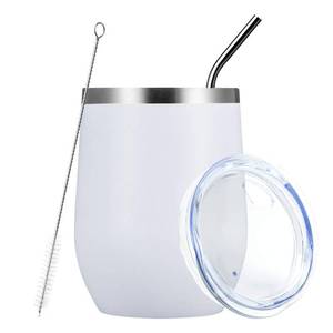 lot 80598 image: MEWAY 12oz8 Pack Wine Tumbler Glasses with Lid - Stemless Double Wall Vacuum Stainless Steel Travel Tumbler - Keeping Cold & Hot for Wine,Coffee,Cocktails,Drinks-Family and Gifts (White,Set of 8)