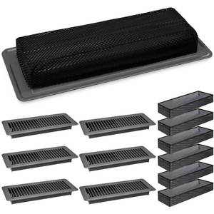 lot 80600 image: Therwen 12 Pcs Floor Vents Register with Cover Trap Set Including 6 Pcs Steel Floor Vent Covers Walkable Design 6 Pcs Floor Register Screen Mesh Filters for Floor Replace (Dark Gray, Black,4 x 12)