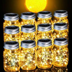 lot 80610 image: Cooo 12 Pack Crystal Glass Lanterns Sets Solar Powered 30LED Mason Jar Lights,Waterproof Outdoor Hanging Patio Porch Garden Yard Backyard Balcony Lawn Handmade Wall Lighting Fixtures Decor-Warm White