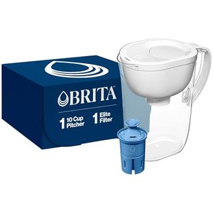 lot 80614 image: Brita Everyday Elite Water Filter Pitcher with SmartLight Filter Change Indicator, BPA-Free, Replaces 1,800 Plastic Water Bottles a Year, Lasts Six Months, Includes 1 Filter, Large - 10-Cup, White