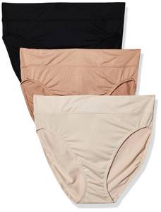 lot 80631 image: Warners womens Allover Breathable Hi-cut Panty Underwear, Toasted Almond Butterscotch Black, X-Large US
