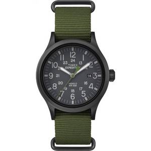lot 80636 image: Timex Mens Expedition Scout 40mm Watch � Black Case Black Dial with Green Fabric Strap
