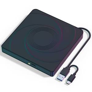 lot 80641 image: External CDDVD Drive for Laptop, USB 3.0 & Type-C Mute CD Burner, Portable CD DVD -RW Drive Optical Drive Players Readers, Compatible with Desktop MacBook Notebook with Windows Linux OS (Black)