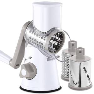 lot 80647 image: Cheese Grater Rotary, Rotary Grater for Kitchen, Kitchen Grater Vegetable Slicer with 3 Drum Blades, Fast Cutting Cheese Shredder for Vegetables and Nuts