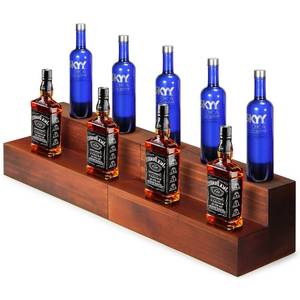 lot 80987 image: B4Life Liquor 2 Pack 16 Inch Bar Bottle Display Shelf, 2 Tier Real Wood Bar Shelves for Liquor Bottles, Bar Shelf for Liquor, Liquor Shelf for Home Bar Liquor Shelves Bottle Display