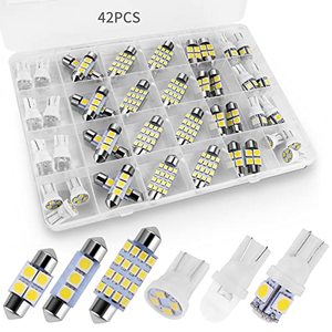 lot 80998 image: Zakolak 42 Pieces Interior Car Lights, Super Bright White Dome Map Tail Cab Lights Bulb Kit Set , DE3175 T10 31mm 41mm 194 LED Bulb for Your Trucks Width Lamp(White)