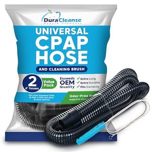 lot 81001 image: 2-Pack Universal CPAP Hose - 6ft CPAP Tubing Compatible with Most Machines- 22mm Replacement Hoses in Black with Tube Brush by DuraCleanse